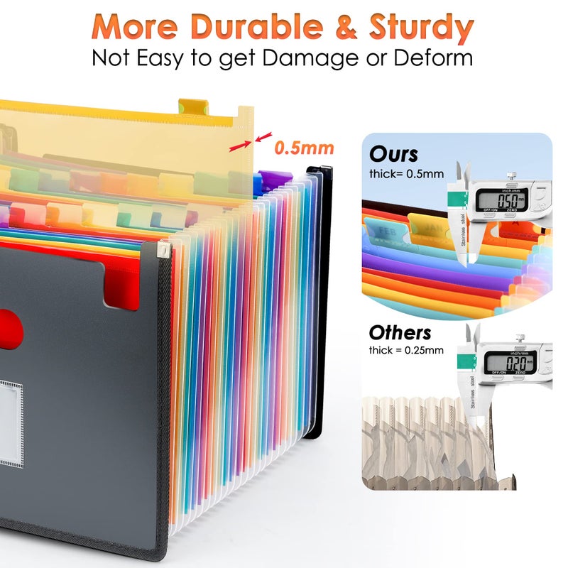 Yoassi Ultra-Large Accordion File Organizer with Tabs & Stickers, Legal Size/Letter/A4 Paper 24 Pockets Expanding File Folder, Expandable Important Document Organizer Bill Receipt Paper Storage - Image 5